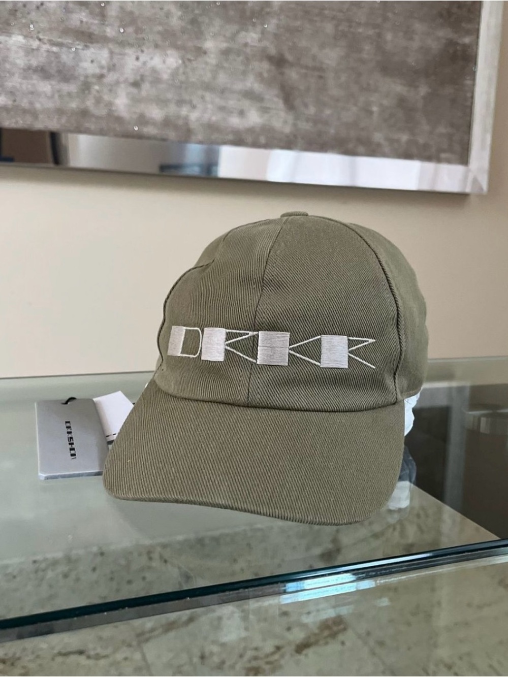 Rick Owen’s Darkshadow Olive Green Embroidered Cap Brand New - Men's Accessory